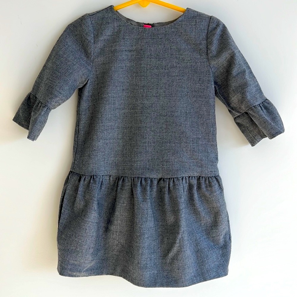 J.Crew Crewcuts Girls 3T Gray Wool Dress Back Zip Long Sleeve Winter